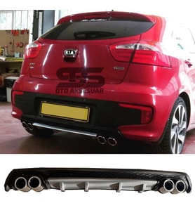 Kia Rio Difüzör Arka Tampon Eki 4 Egzoz Çıkışlı Gri Lüx Tip