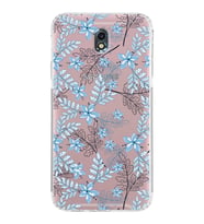 Samsung Galaxy J7 Pro  Kamera Korumalı Kapak Floral Mavi Tasarımlı  Şeffaf  Kılıf