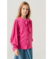 Kız Çocuk Yaka Bağcıklı Gömlek 3146 (Pembe)