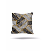 Geometrik Gold Geçişli Gizli Fermuarlı Yastık Kılıfı Kırlent Kılıfı Koltuk Yastık Kılıfı (Gri)