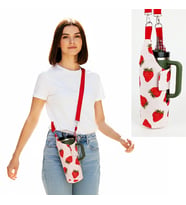 Woodycord El Yapımı Çilek Matara Termos Kılıfı Kulplu Model Quencher Pipetli 1,18 (Çok Renkli)