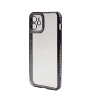 Apple iPhone 12 Kılıf Kamera Korumalı Taşlı Zore Mina Kılıf (Siyah)