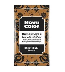 Nova Color Toz Kumaş Boyası Kahverengi 4 adet ve 1 adet sabitleyici