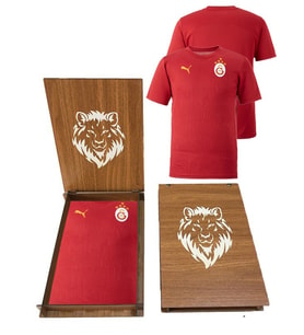 Galatasaray Orijinal Kırmızı Puma A Takım Antrenman 5 Yıldız T-Shirt Ahşap Kutu Hediyeli