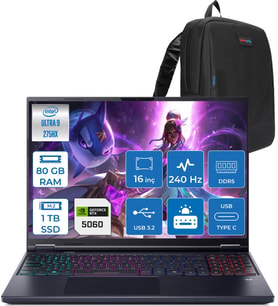 Acer Predator Helios Neo 16 Aı Intel®core™ Ultra 9 275HX 80GB Ddr5 1tb SSD 8GB/RTX5060 115W 16" 2560 x 1600 Wqxga 240HZ  Freedos Gaming Bilgisayar. NHQVUEY001F23+ZETTAÇANTA
