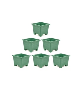 SY-5847 Dekoratif Plastik Kare Ayaklı Saksı 15 Lt Yeşil 6 Adet