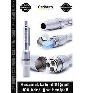 #Hacamat Metal Profesyonel Kaliteli Pratik Hacamat kalemi 3 İğneli 100 Adet İğne Hediyeli