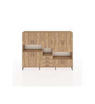 Arges Dolap 13 Raflı 3 Çekmeceli 9 Kapaklı 220x30x163 Çam-Çam