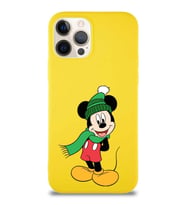 Apple iPhone 12 Pro Soft Premier Kapak Mickey Mouse-G Tasarımlı Silikon Kılıf - Sarı (Şeffaf)