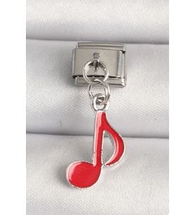 316L Çelik Gümüş Renk Kırmızı Müzik Nota Model Nomination Charm 5886 - SSSSSS2619-4224