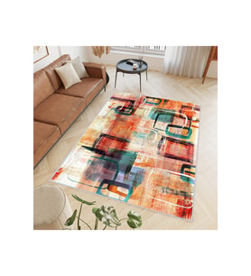 Rovigo Home Dijital Baskı Yıkanabilir Kaymaz Taban Salon Halısı RVG0397 (Kırmızı)