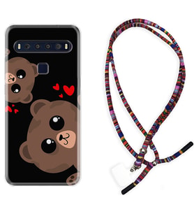 TCL 10L 10 Plus 10SE 20E 20SE 30 L7 Kılıf Boyun Asklı Rasta Silikon Love Animals 1780