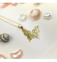 Kelebek Model Tarih Kolye 925K Gümüş (Gold)