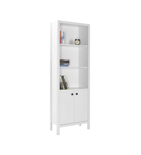 Adore Mobilya Rustik 5 Raflı Kapaklı Kitaplık-Mat Beyaz 66x196x32 cm (GxYxD)