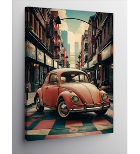 Kanvas Tablo Retro Kırmızı Araba