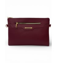 Kadın Suni Deri Ayarlanabilir Çapraz Ve El Askılı Portföy, Clutch Çanta S-1360 (Bordo)