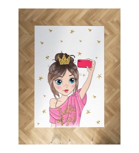 MEKTA HOME BEBEK VE ÇOCUK ODASI Selfie Yapan Prenses Kız Desenli Halı