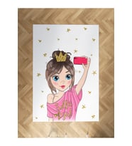 MEKTA HOME BEBEK VE ÇOCUK ODASI Selfie Yapan Prenses Kız Desenli Halı