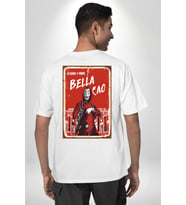 La Casa de Papel Bella Cao Dizi Serisi  Sırt Baskılı Pamuklu Penye Kadın Erkek Beyaz Tişört