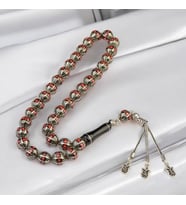 Küre Kesim 10x10 mm İşlemeli Erzurum Oltu Taşı Gümüş Püsküllü Tesbih