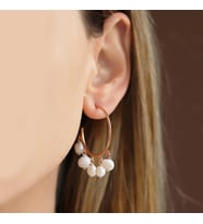Rose Gold Kaplama İnci Halka Gümüş Küpe