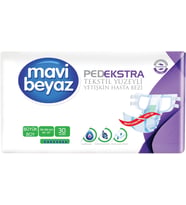 Mavi Beyaz Ped Ekstra Tekstil Yüzeyli Yetişkin Bel Bantlı Hasta Bezi L - Large - Büyük 30 Adet
