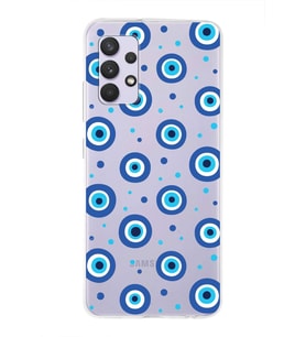 PrintiFy Samsung Galaxy A32 ile Uyumlu 1mm Slim Fit Nazar Boncuğu 1 Baskılı Şeffaf  Kılıf