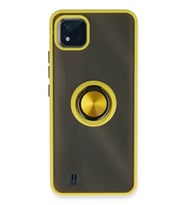 Newface Realme C11 2021 Kılıf Montreal Yüzüklü Silikon Kapak - Sarı