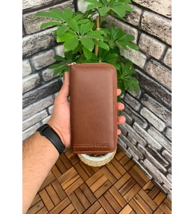 Guard Mat Taba Hakiki Deri Tam Fermuarlı Portföy Cüzdan // GRD260226WT921 (Renksiz)