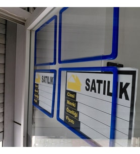 ETİKETLİK FİYATLIK - PORTATİF EMLAK VİTRİN ÇERÇEVE - SİLİKON BANT ASKILI 36 ADET