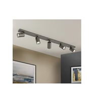 GU10 120cm Beşli 5li Hareketli Başlıklı LED Spot Tavan Avize 150cm Gri Patinalı Fırçalı Füme Os ram