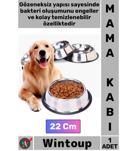 #MamaKabı Kaymaz Kauçuk Tabanlı Dayanıklı Hijyenik Kedi Köpek Paslanmaz Çelik Metal Mama Kabı 22 Cm