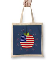 Apple İndependence Day 4th Of July Gift Celebration Patriotic Bez Çanta Uzun Saplı