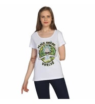 Bant Giyim - Rick And Morty Peace Among Worlds Beyaz Kadın Tişört