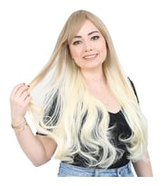 Kahküllü Uzun Dalgalı Fiber Sentetik Peruk - Küllü Balköpüğü / Platin Ombreli