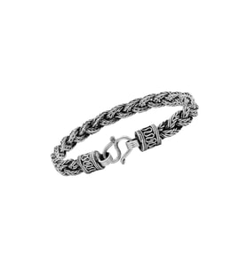 Örgülü Kanca Tasarım 925 Ayar Erkek Gümüş Bileklik 201021007