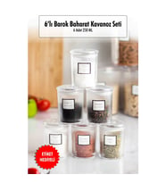 6lı Barok Yuvarlak Baharat Kavanoz Seti & Saklama Kabı & Erzak Kabı (6*250 ML)
