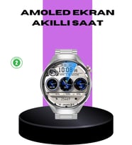Akıllı Saat Metal Kordonlu Tam Ekran AMOLED – Arama ve Sağlık Takip Özellikli