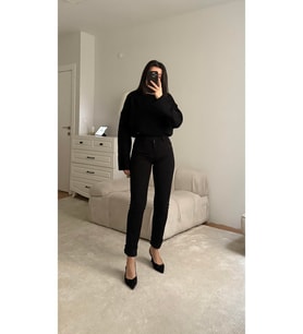 Siyah Yüksek Bel Skinny Jean Pantolon