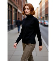 Kadın Oversize Düşük Kol Dik Yaka Uzun Triko Kazak Basic Modern Rahat Kış Günlük Şıklığı Sunar