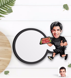 BK Gift Kişiye Özel Erkek Kasap Karikatürlü Ahşap Bardak Altlığı-2