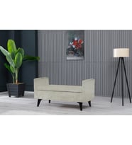 Toffet Bench Puf - Modern, Fonksiyonel ve Konforlu Kollu Bazalı Yüksek Ayaklı (Krem)