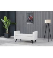 Toffet Bench Puf - Modern, Fonksiyonel ve Konforlu Kollu Bazalı Yüksek Ayaklı (Krem)