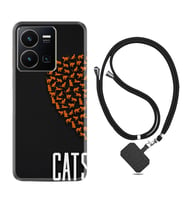 Vivo Y35 Kılıf Silikon Boyun Askılı İpli Desenli Silikon Cats 1792
