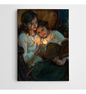 Kitap Okuyan Çocuklar Kanvas Tablo