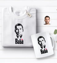 BK Gift Kişiye Özel Godfather Baba Tasarımlı Beyaz Tişört ve Kupa Seti-7 (Model 1)