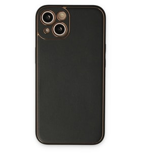 Newface Apple iPhone 14 Plus Kılıf Coco Deri Silikon Kapak - Siyah