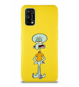 Realme 7 Pro Soft Premier Kapak Squidward Dokunaç Tasarımlı Silikon Kılıf - Sarı (Şeffaf)