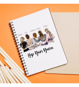 5 Kız Arkadaş Tasarımlı Kişiye Özel Defter