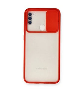 Samsung Galaxy A11 Kılıf Palm Buzlu Kamera Sürgülü Silikon - Kırmızı